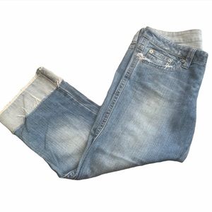 Buffalo David Britton lt wash Crop Raw fringe jean